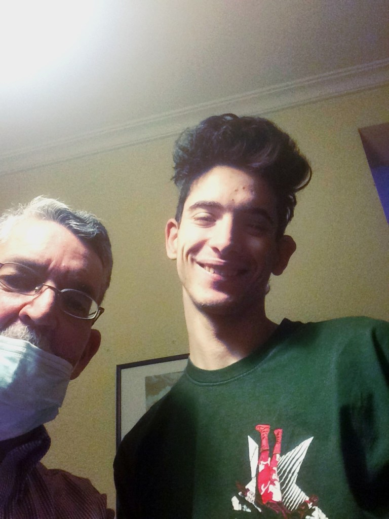 Con el Cosaco, quien le da clases de repaso de matemáticas. Año 2020.